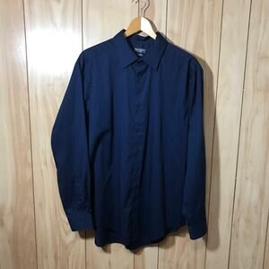Van Heusen Flex Navy Collared Button-Down Long Sleeve Slim Fit Stretch Shirt XL